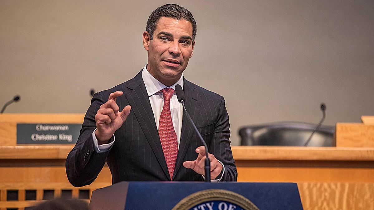 Miami Mayor Francis Suarez announces the Venture Miami Scholarship Program, aimed at providing financial support to Miami students on Pell Grants who want to major in STEM programs in college. The announcement took place at Miami City Hall on Wednesday, Oct. 12, 2022.