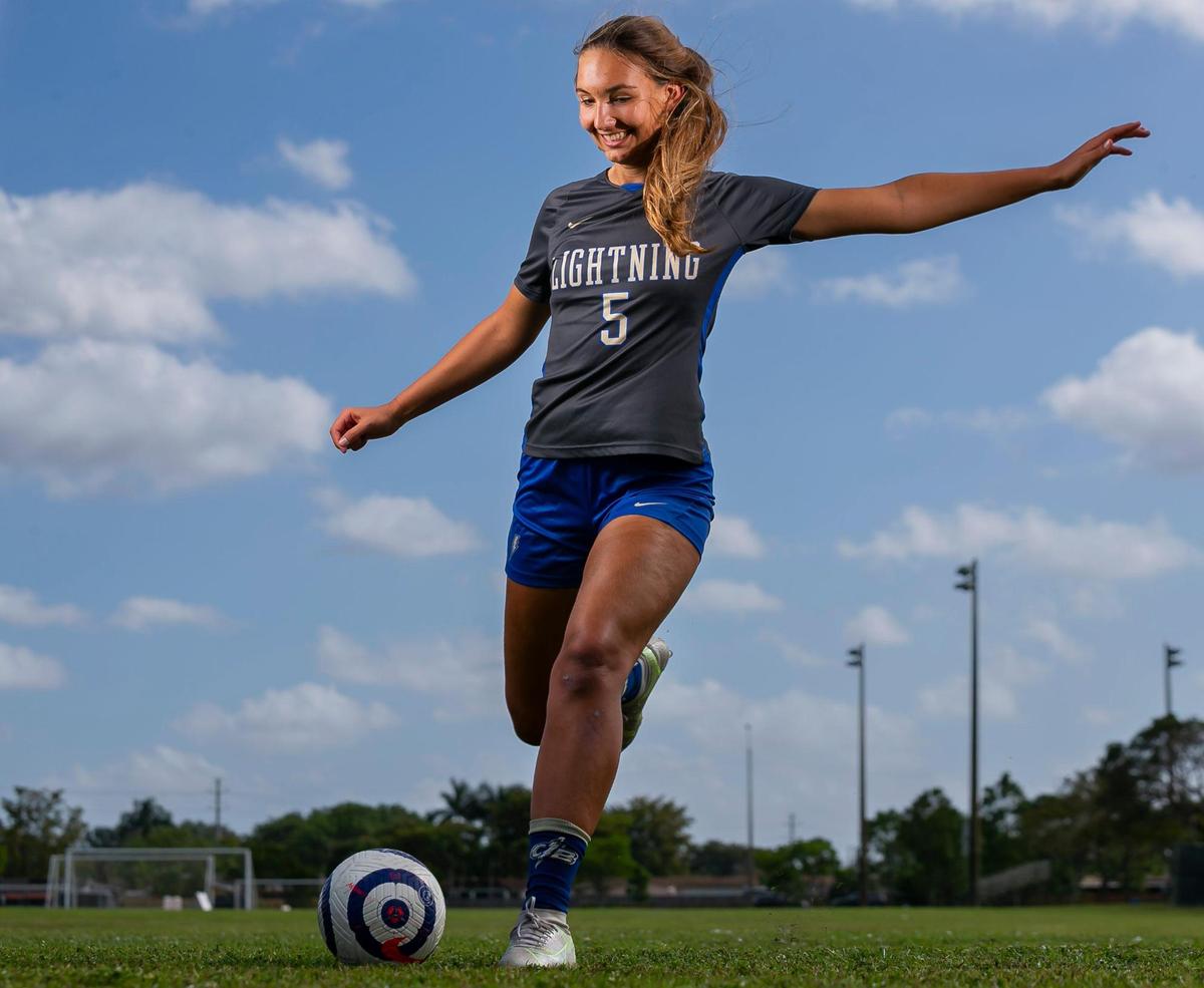 Broward Soccer Big School Player of the Year Maddy Brouse, from Cypress Big High School, is photographed at Brian Piccolo Park in Hollywood, Florida on Wednesday, March 9, 2022.