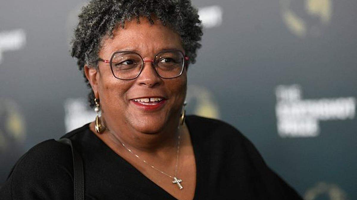 Barbados' Prime Minister Mia Mottley looks on upon arrival at the Earthshot Prize 2025 awards ceremony at the Museum of Tomorrow in Rio de Janeiro, Brazil, on November 5, 2025. (Photo by Daniel RAMALHO / AFP) (Photo by DANIEL RAMALHO/AFP via Getty Images)          