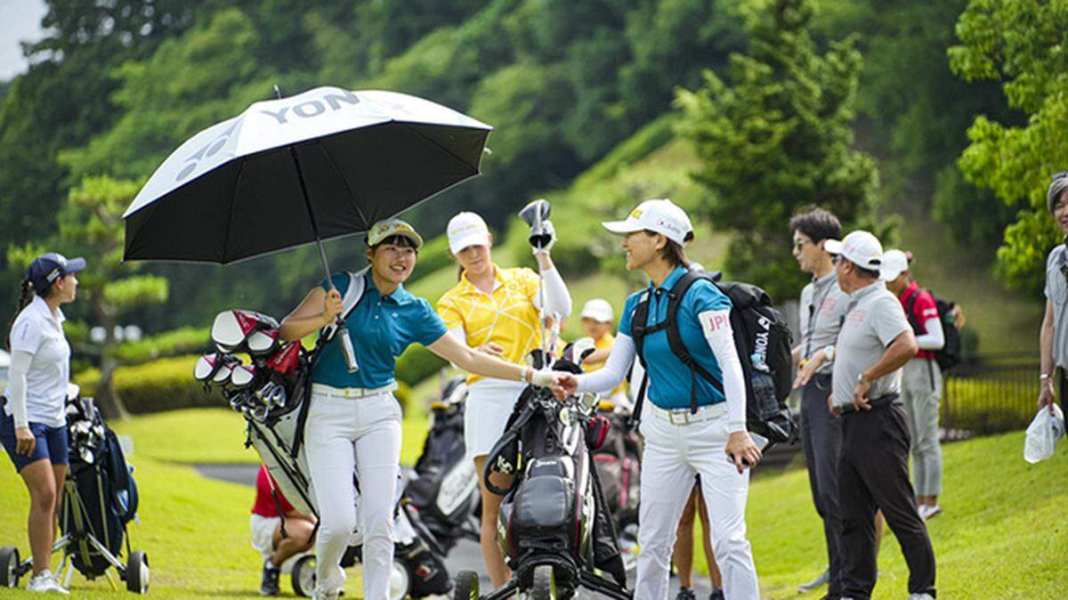 Members of the Japanese girls team, who took first place last year in the Toyota Junior Golf Cup. The tournament fields youth teams from around the globe; Bill Kerdyk Jr., former chair of the Junior Orange Bowl and former Coral Gables vice mayor, started it with a father-and-son duo with Japanese roots. Photo taken on June 20, 2023, by Yuya Fujita.