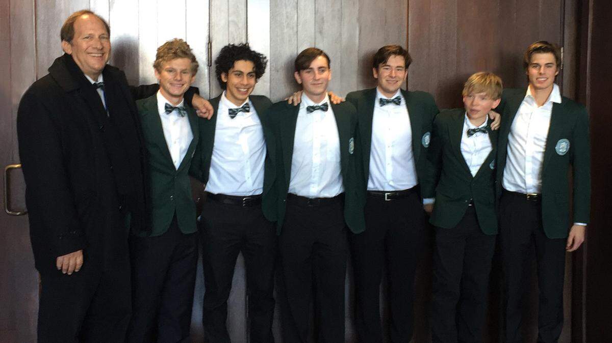 Ransom Everglades School’s student jazz combo and vocalist Isa Peña won four trophies after competing in the 2019 Berklee High School Jazz Festival in Boston. Pictured: instructor Jon Hamm with James Gerrard, Connor Munroe, Alex Otero, Danny Sauceda, Will Mathes and Max Vallone.