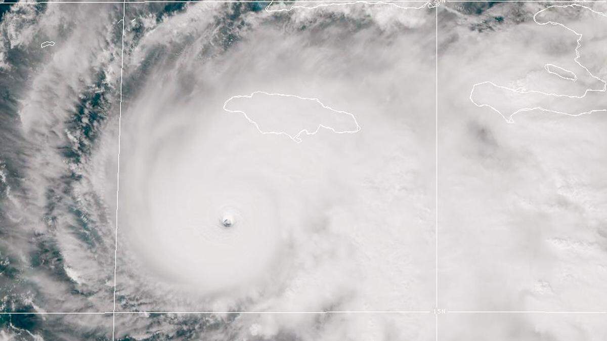 Hurricane Melissa churns through the Caribbean Sea on Monday, Oct. 27. Hurricane Melissa has intensified into a Category 5 storm as it approaches Jamaica, according to the National Hurricane Center. 