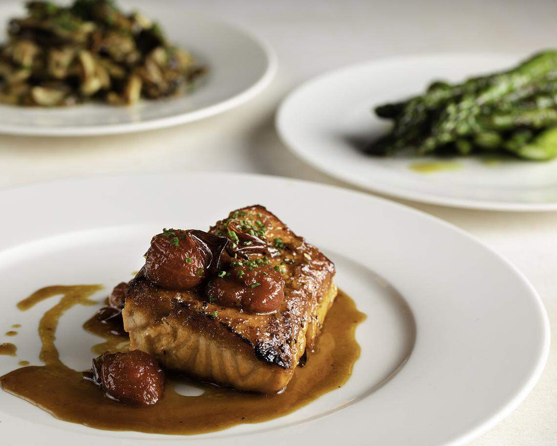 Faroe Island salmon with citrus ponzu, blistered cherry tomatoes at Perl.