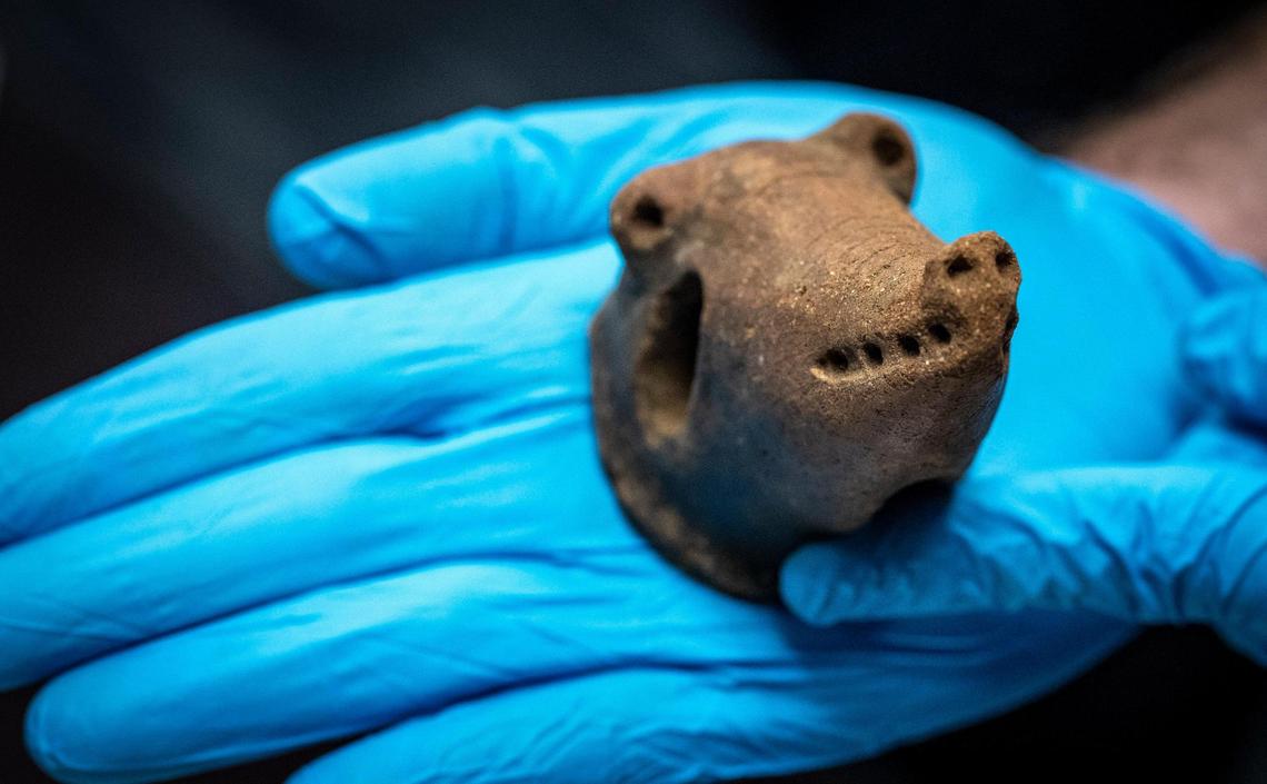 Customs and Border Protection repatriates historical artifacts to Costa Rica at a Thursday, Sept. 14, 2023 ceremony in Miami, Florida. One of the items being repatriated is this terra cotta clay animal.