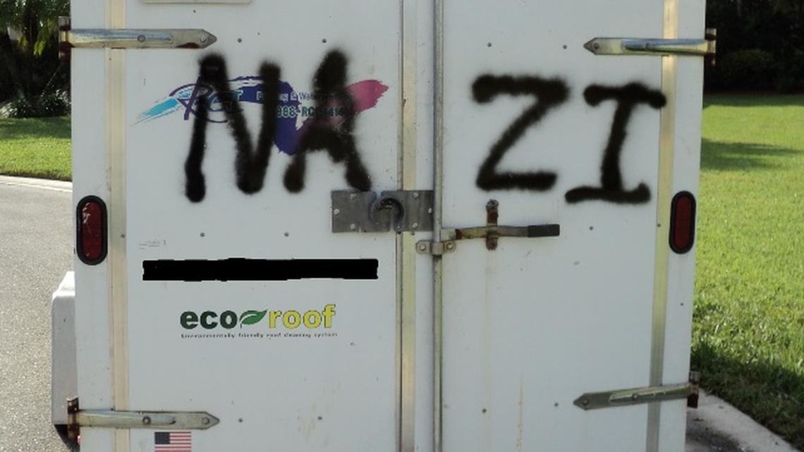 In December 2018 in Boynton Beach someone spray-painted “Nazi” onto a truck belonging to a Jewish business owner.