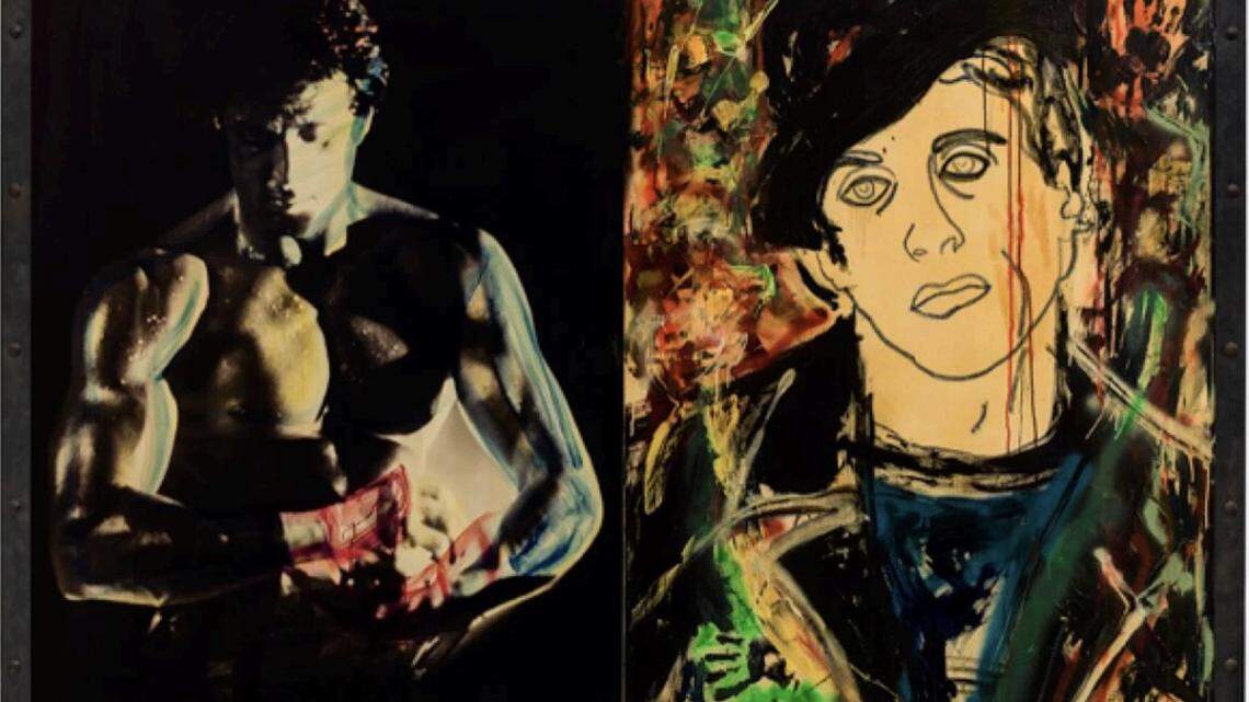 
Sylvester Stallone’s ‘Male Pattern Badness.’ The actor’s art will be on display at Art Palm Beach from January 28-February 1, 2026.