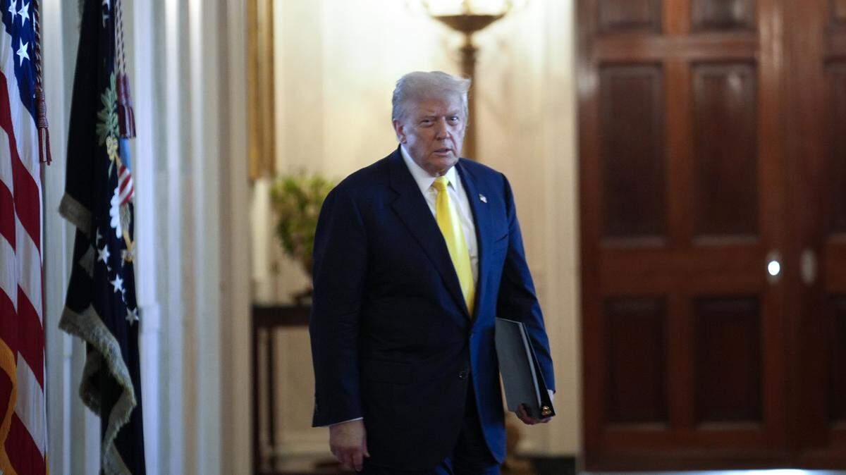President Donald Trump at a Purple Heart event in the East Room of the White House on August 7, 2025. 
