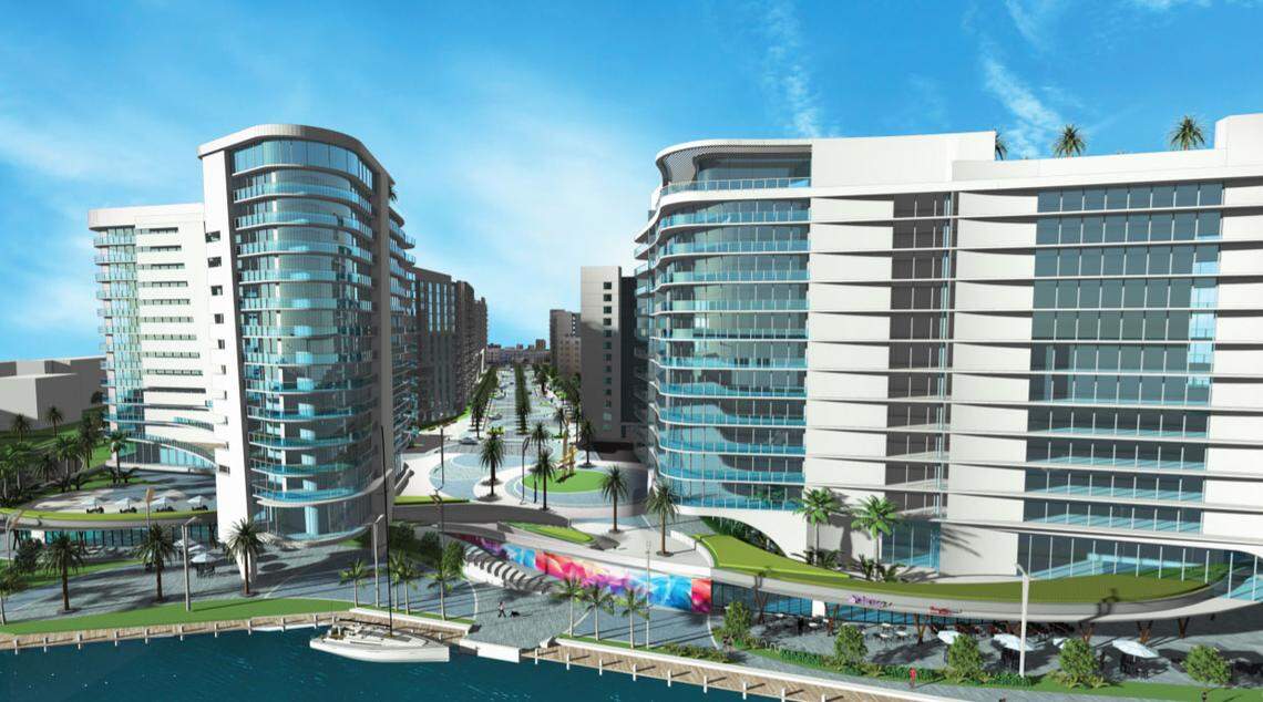 A rendering shows how the River Parc affordable and workforce housing project on the south bank of the Miami River in Little Havana might look when completed. The $600 million project is currently under construction.