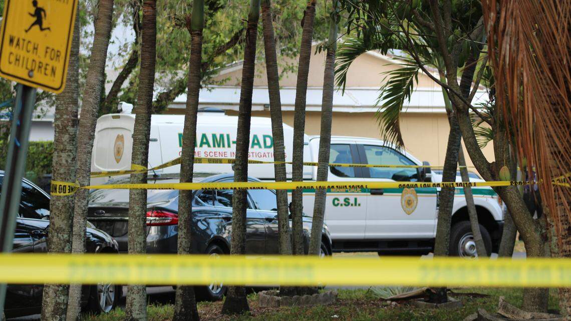 Miami-Dade police detectives investigate a murder-suicide at a home in Kendale Lakes on Sunday, June 2, 2024.