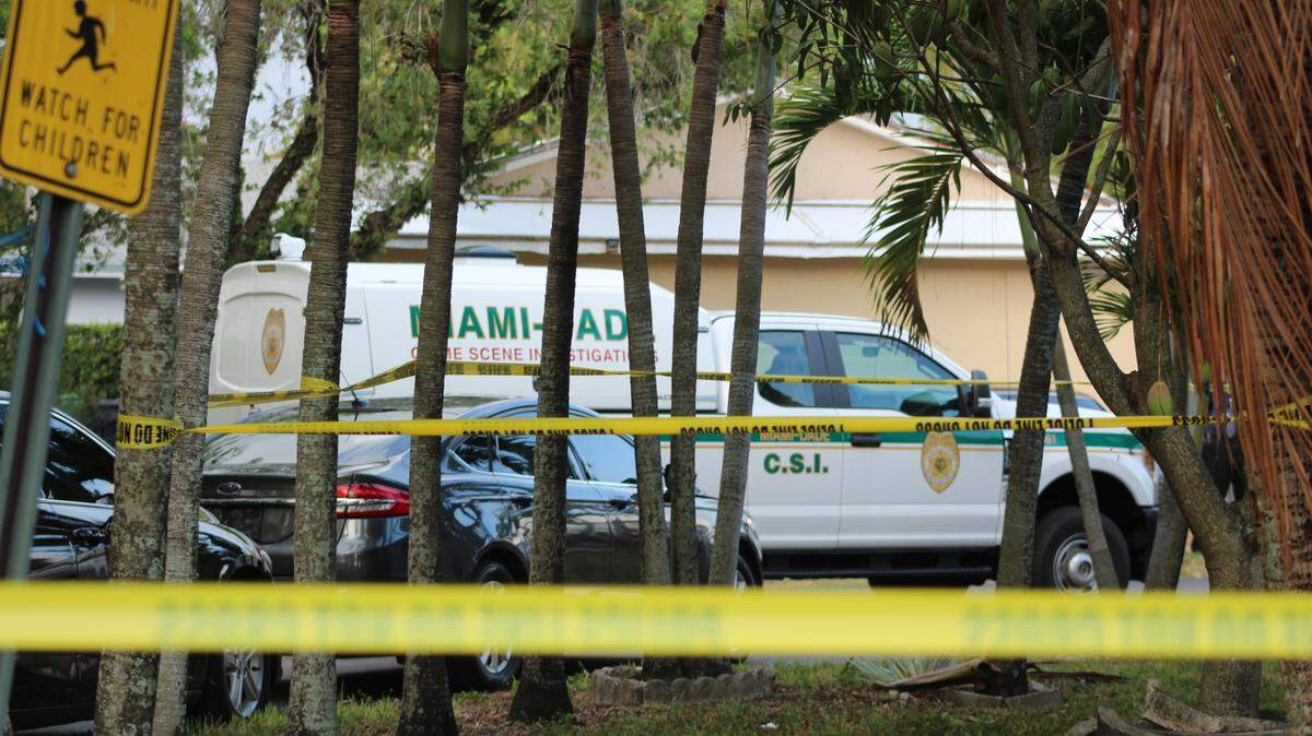 Miami-Dade police detectives investigate a murder-suicide at a home in Kendale Lakes on Sunday, June 2, 2024.