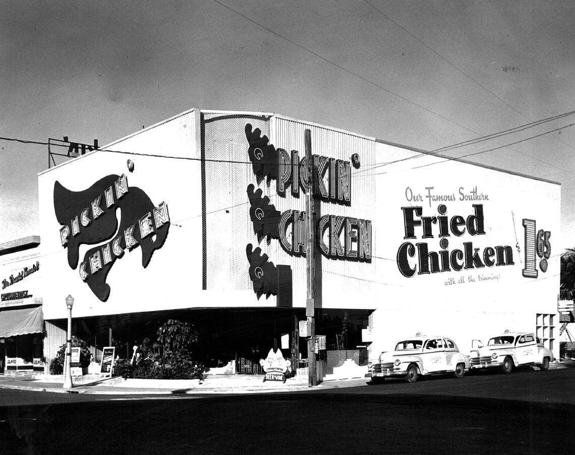 In 1950, Pickin’ Chicken at 71st Street and Collins Avenue.