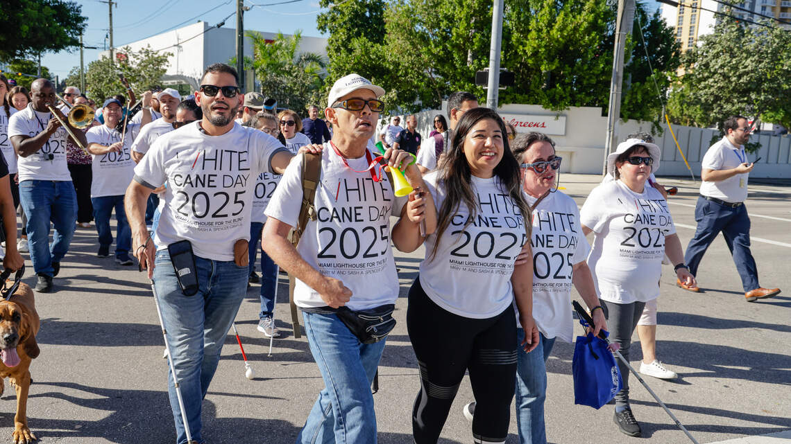 Miami Lighthouse White Cane Day march raises awareness about safety laws