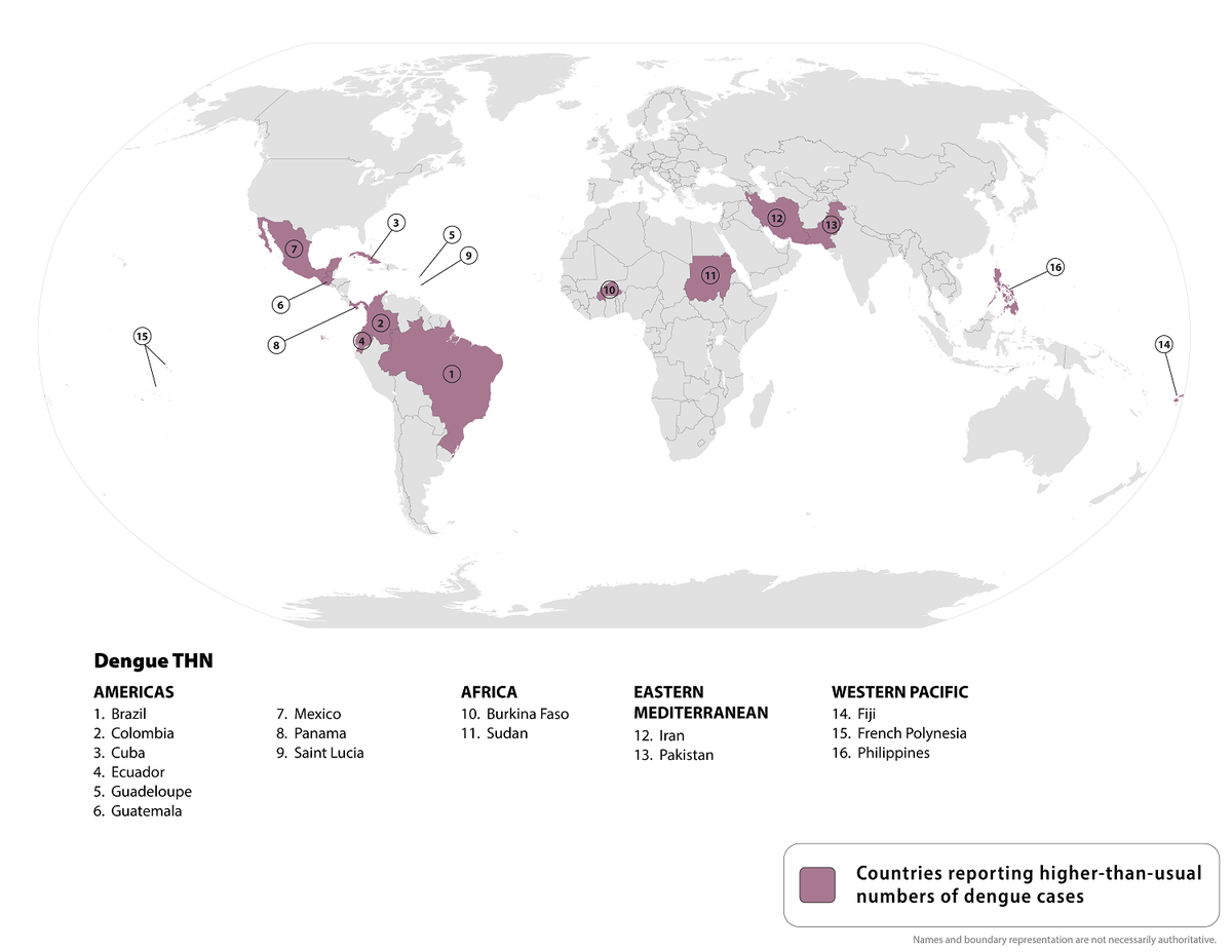 Cuba, Colombia, Brazil and several other countries are reporting higher-than-usual numbers of dengue cases, according to the U.S. Centers for Disease Control and Prevention.