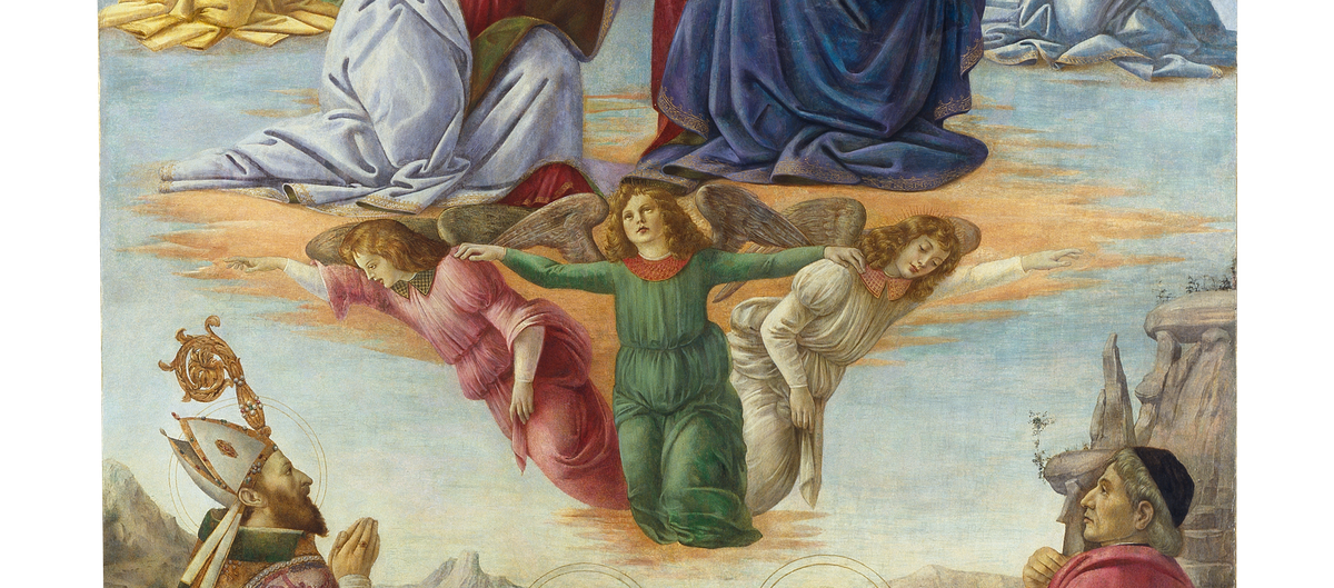 Detail from “The Coronation of the Virgin,” 1492 collaboration by Sandro Botticelli and Domenico Ghirlandaio in tempura and oil on canvas.  At The Bass through Oct. 24, 2019. 