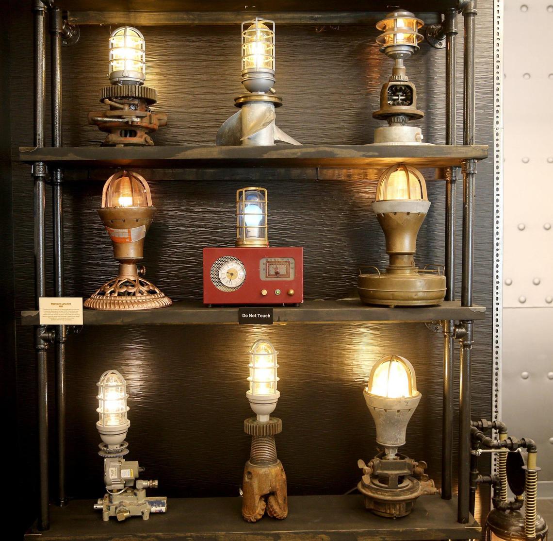 Steampunk lamp display at the new Cybrarium in Homestead, Thursday, March 25, 2021.