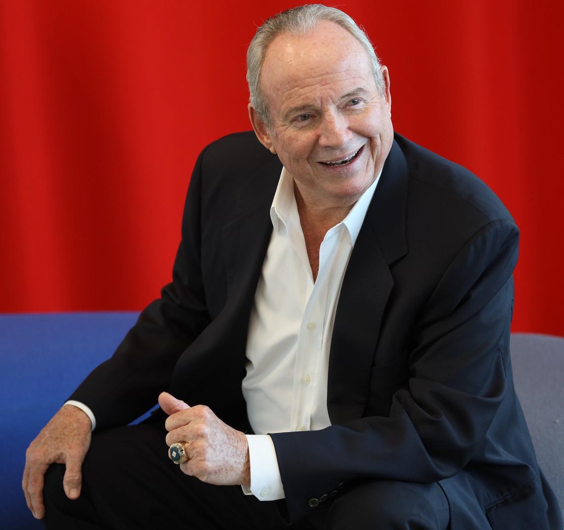 Coastal Construction CEO Tom Murphy Jr., sits in the University of Miami architecture school’s new Thomas P. Murphy Design Studio Building. Murphy was lead donor for the building, named after his father.