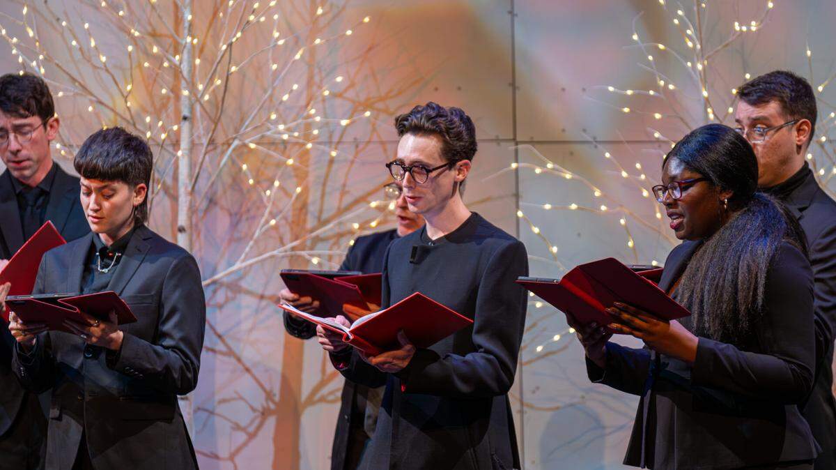 From left, Seraphic Fire singers Luc Kleiner, Elisse Albian, William Duffy, and Ian Schipper. Seraphic Fire performs a series of a cappella concerts, “Jewish Voices,” throughout South Florida.