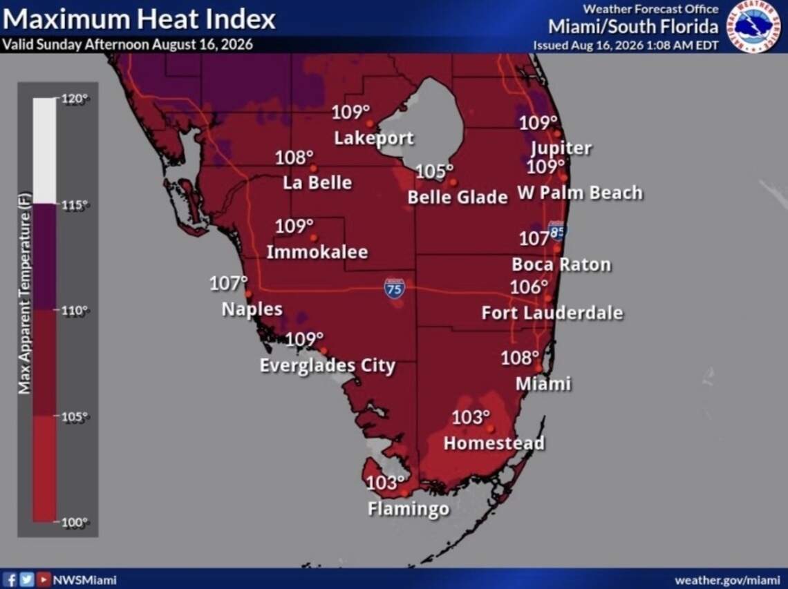 Sunday swelter in South Florida with possible temperatures as high as 110