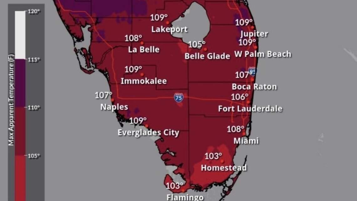 Sunday swelter in South Florida with possible temperatures as high as 110