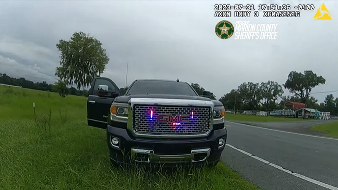 The truck was equipped with flashing lights and multiple siren sounds, the sheriff’s office said.