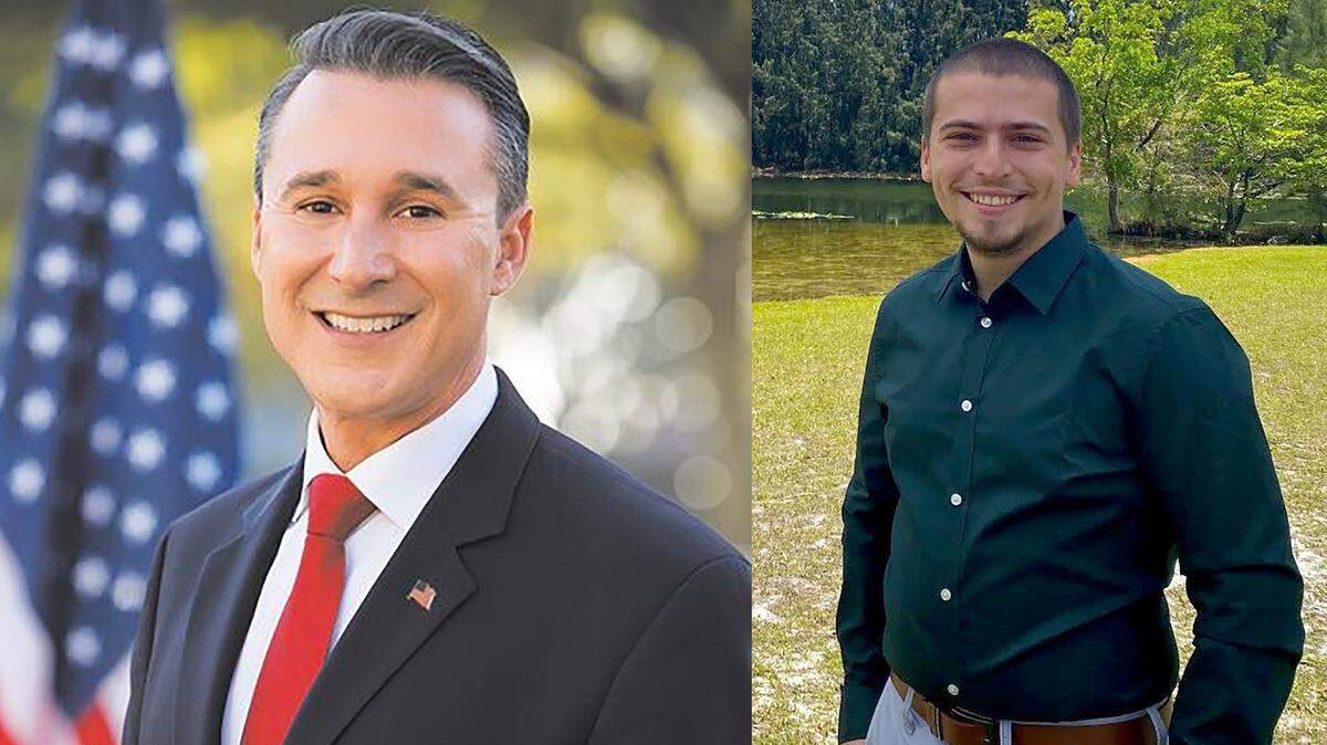 Miami-Dade County Commission District 13 candidates René García, left, and Adrian Jesús Jiménez.