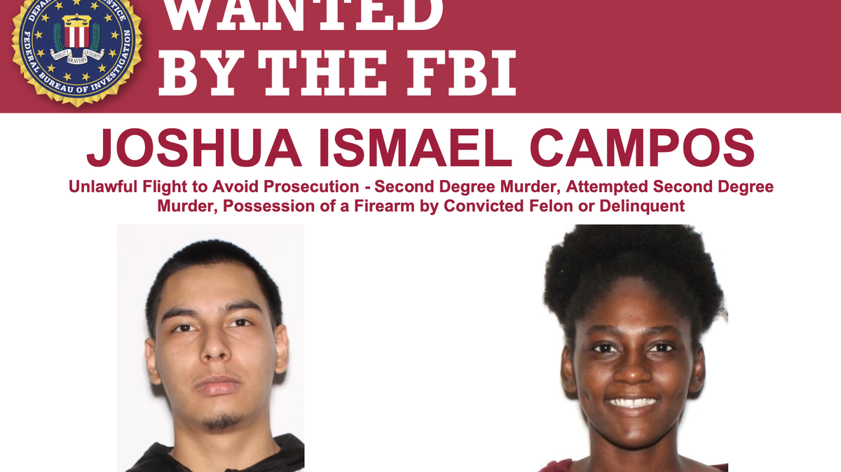 A screenshot from an FBI wanted poster for Joshua Ismael Campos, who’s accused of shooting and killing a father of two in south Miami-Dade in 2021.