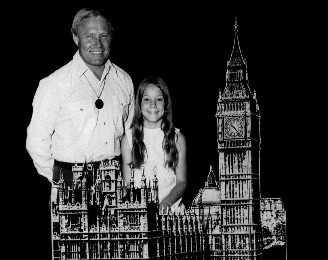 The adventures of Chuck Zink and 11-year-old Cheryl Chardain of Boynton Beach in London were part of a TV special. Cheryl won the trip with “Skipper Chuck” during a drawing involving all the South Florida children who had given a backyard carnival to raise dollars to send youngsters with Muscular Dystrophy to summer camp in 1973.