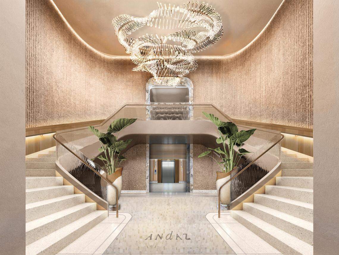 The ultra-chic lobby at Andaz Miami Beach.