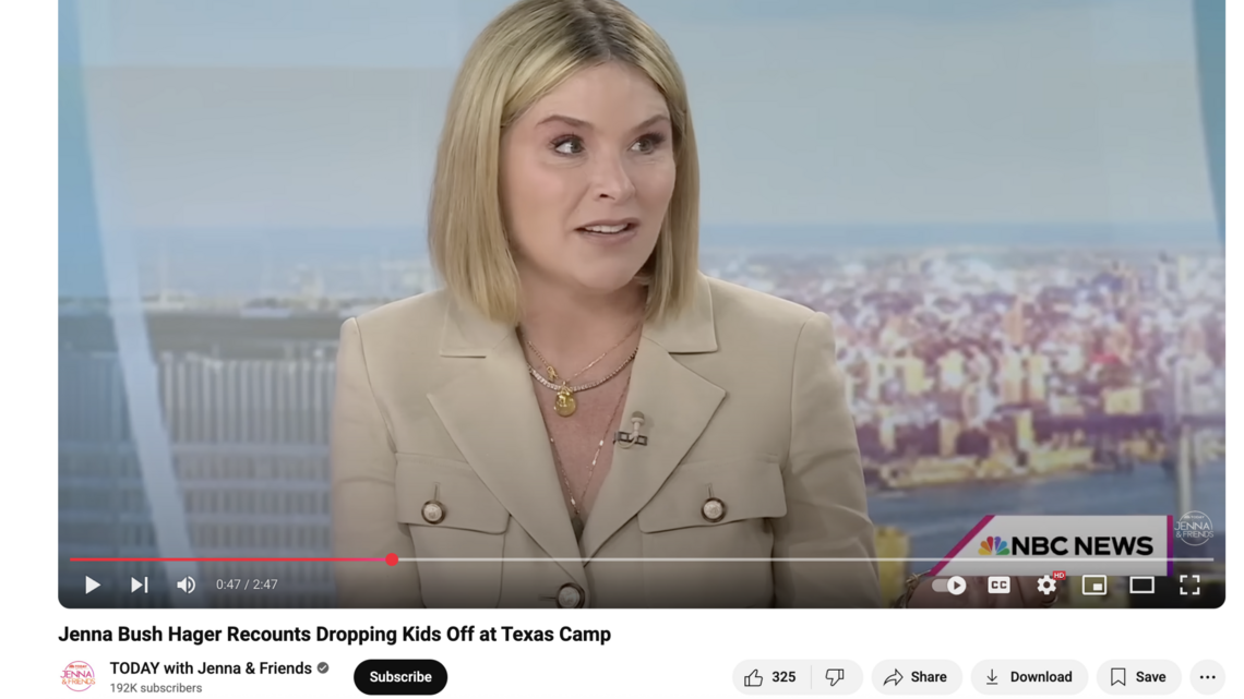Jenna Bush Hager emotionally talks dropping her kids off at another Texas camp