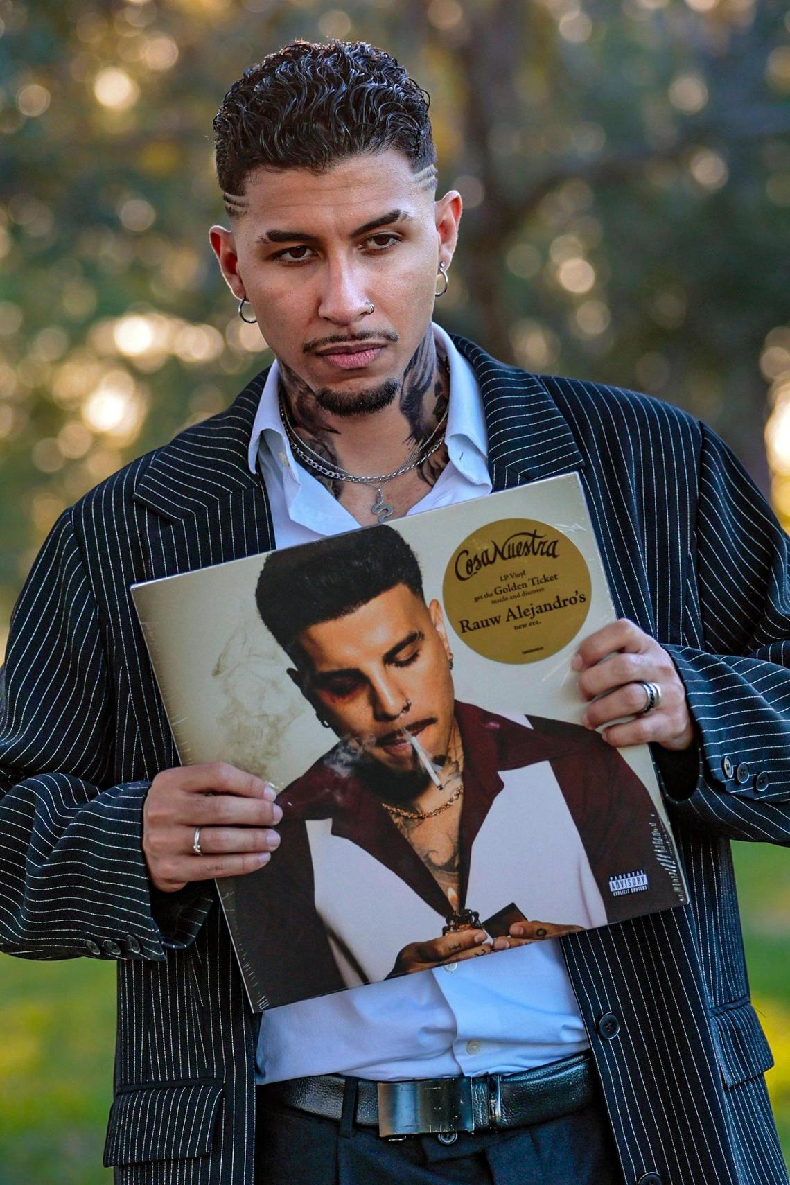 Alejandro Restrepo, 25, of Miami won the Rauw Alejandro look-alike contest at Tropical Park in Miami, Florida, on Friday, November 22, 2024.