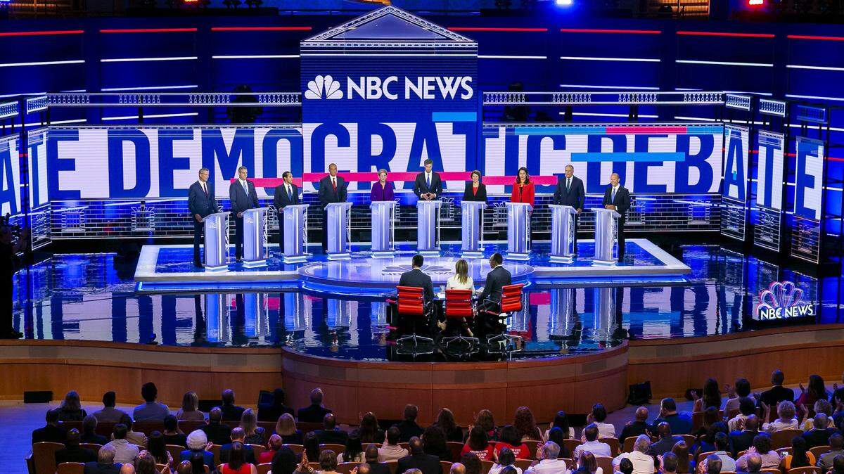 Democratic presidential candidates attend the first primary debate for the 2020 elections at the Adrienne Arsht Center for the Performing Arts in downtown Miami on Thursday, June 27, 2019.