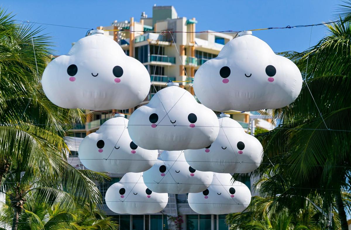 A view of Little Cloud Sky by FriendsWithYou near Washington Avenue and Española Way in Miami Beach, Florida on Tuesday, November 30, 2021.