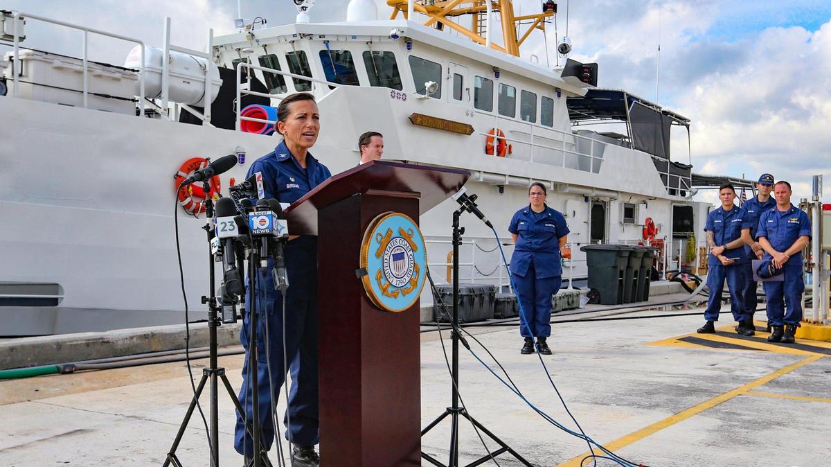On Thursday, Jan. 27, 2022, Capt. Jo-Ann Burdian, U.S. Coast Guard Sector Miami Commander, says the Coast Guard is ending its search for migrants after five bodies were found. Thirty-four more are feared dead off Florida.