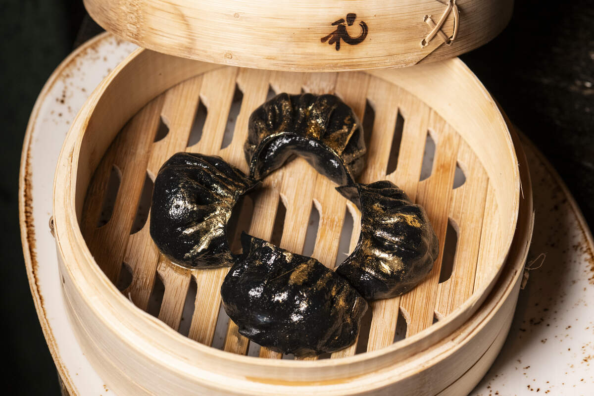 Black and gold cod and tobiko dumplings at China Grill in Bal Harbour Shops.