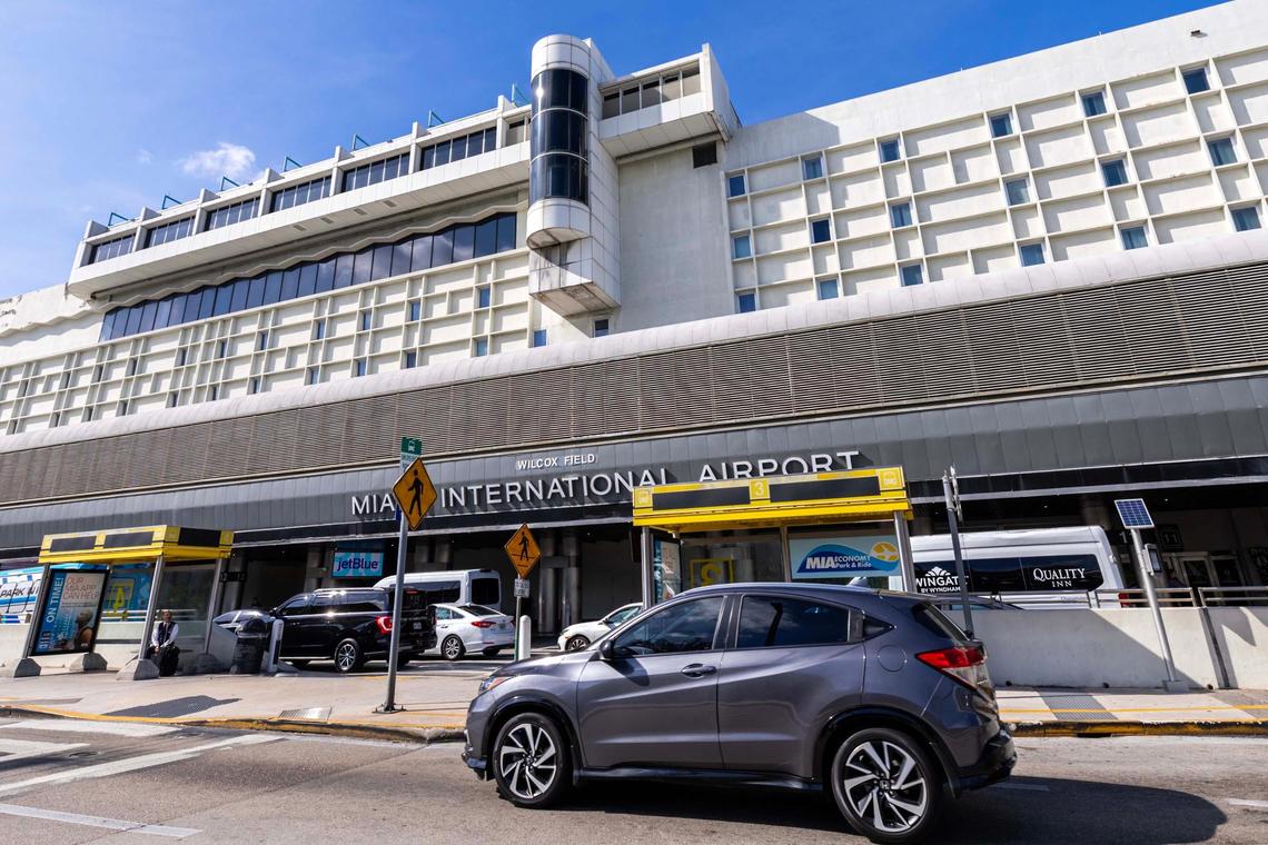 Traffic outside the departures area at Miami International Airport on Thursday, Nov. 21, 2024.