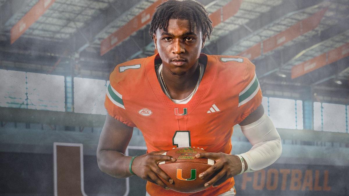 Miami Hurricanes quarterback Cam Ward photographed in the Carol Soffer Indoor Practice Facility at the University of Miami in Coral Gables, Florida on Friday, August 9, 2024.