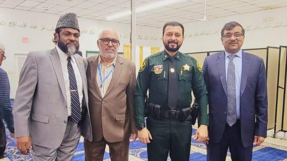 Shaikh Shafayat (left), a South Florida Muslim leader and founder of the Darul Uloom Islamic Institute passed away earlier this month on June 8. Shafyat poses for a photo at his mosque last year for an annual function with other Muslim leaders Musharaf Khan, Broward Sheriff’s Office Colonel Munib Ahmed, and the President of the Islamic Center of Greater Miami Muhammad Tahir Ismail.