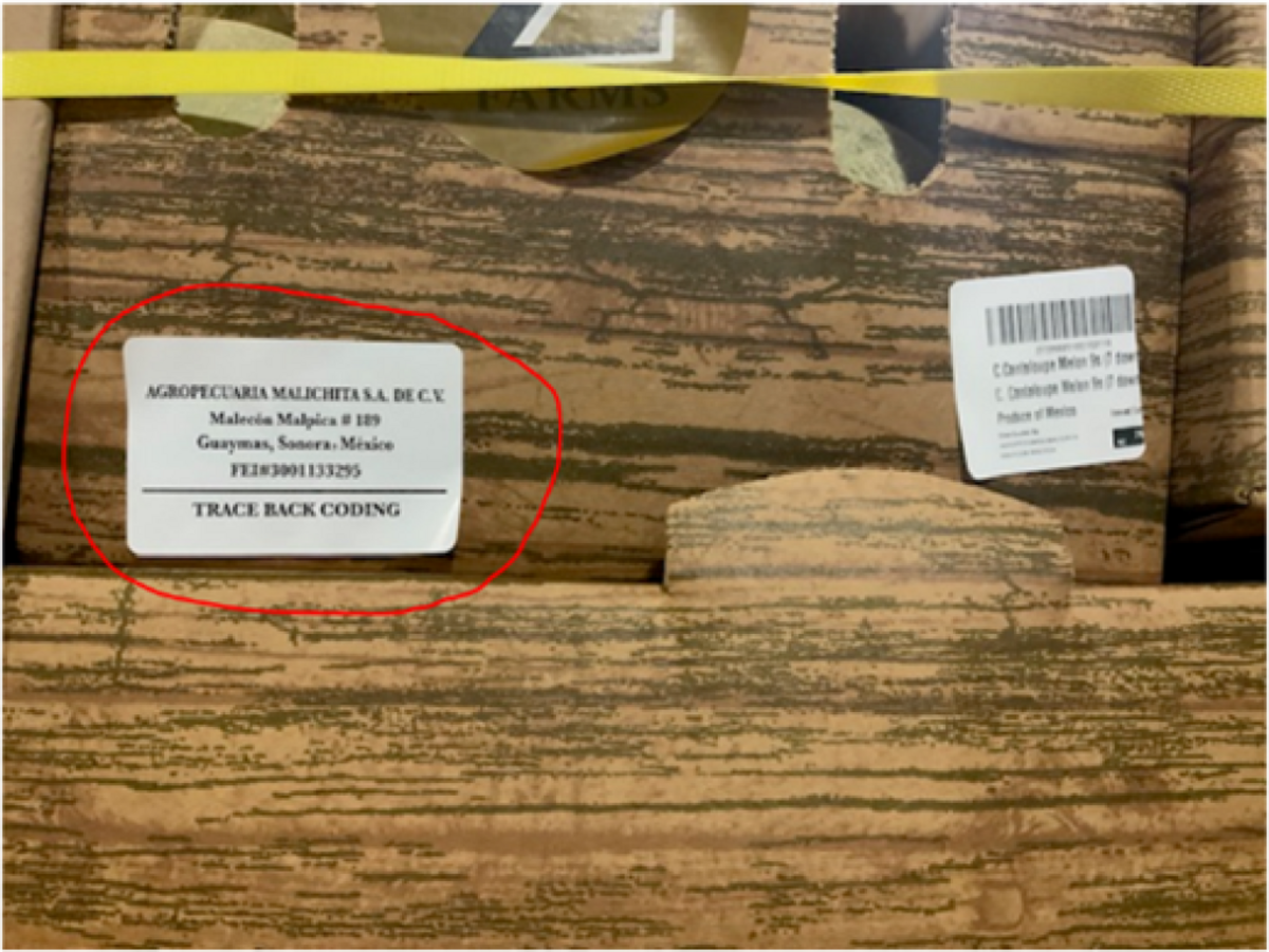 The boxes with Malichita/Z Farms recalled cantaloupes.