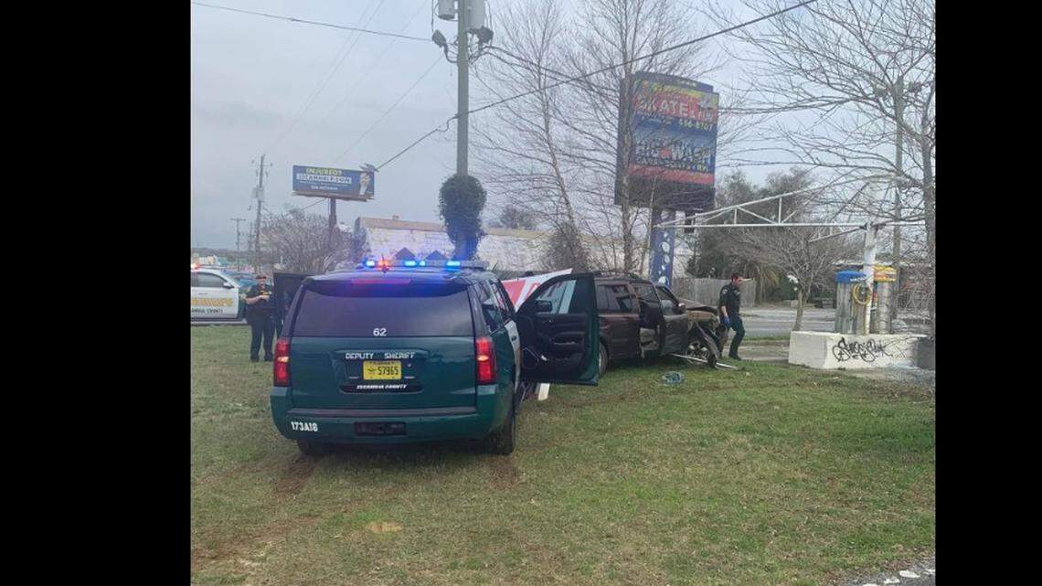 A car chase down Navy Boulevard in Pensacola, Florida, ended with multiple charges against the driver. Escambia County Sheriff’s Office