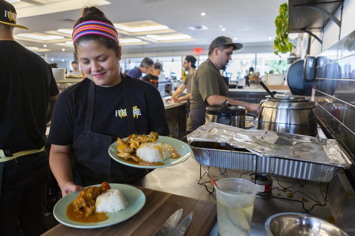 Val Chang, 30, works from her pop up Peruvian sushi shop inside the Design District in Miami on Saturday, March 16, 2019. Chang and her brother, Nando Chang, have been nominated for a Rising Star James Beard award.
