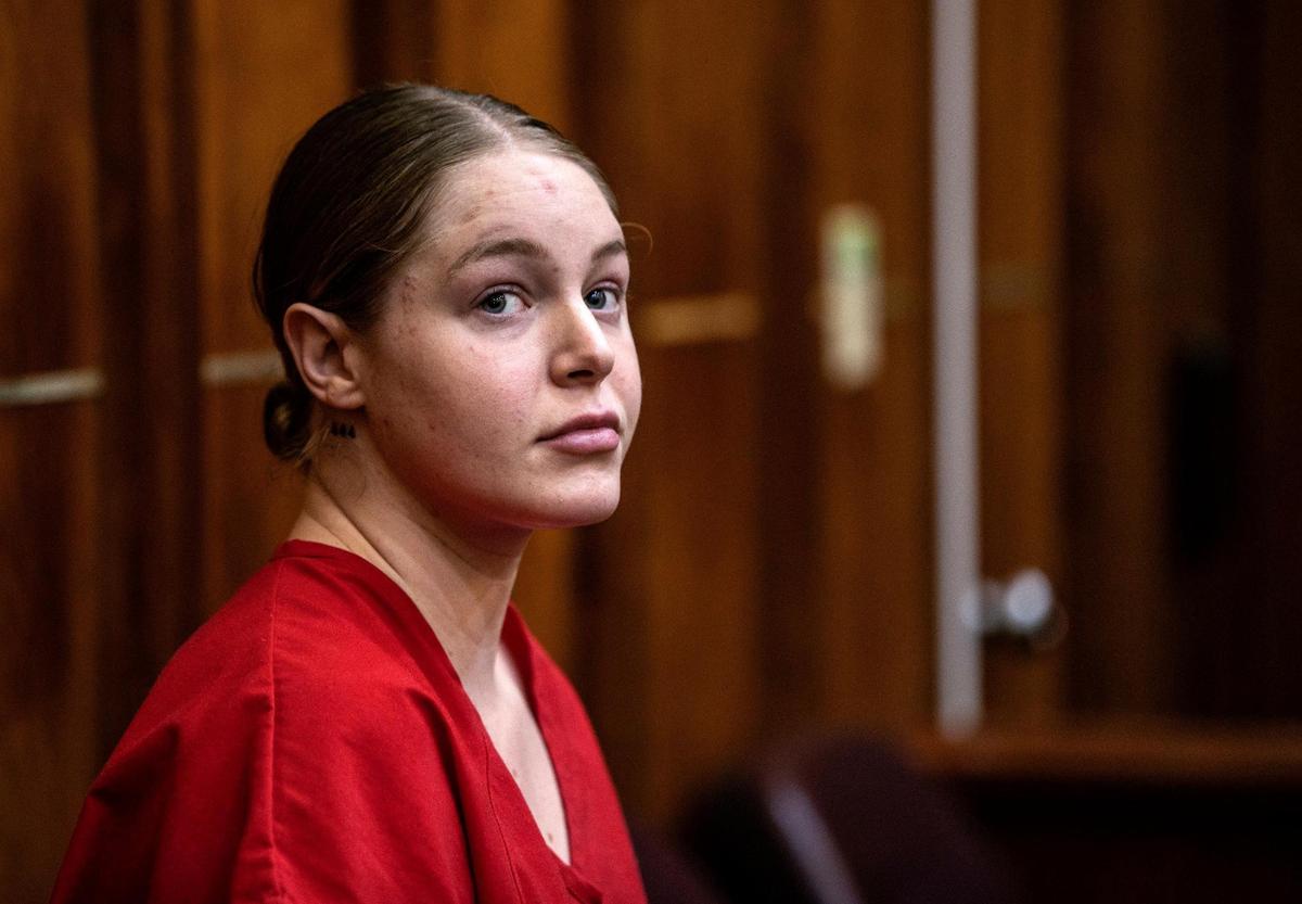 OnlyFans model Courtney Clenney during a detention hearing where prosecutors laid out their evidence in detail, as defense attorneys seek her release on bail. She isl accused of murdering her boyfriend Christian Obumsel last April 03 in Miami. The hearing took place at the at the Richard E. Gerstein Justice Building, in Miami, on Tuesday November 15, 2022.
