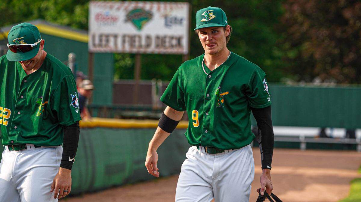 Griffin Conine, son of Jeff Conine, is making his way through the Miami Marlins’ minor-league system as a power-hitting outfielder. “As far as pressure goes,” he said, “I just go out there and play.”