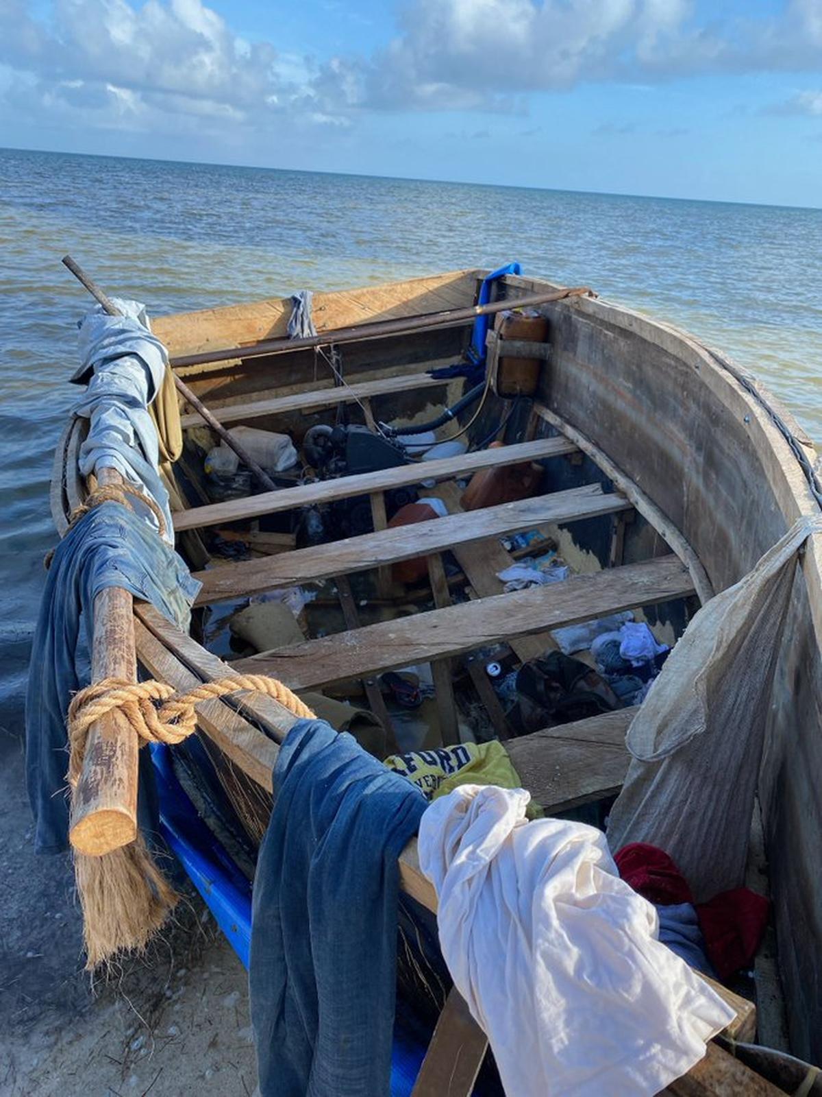 A Cuban migrant boat is beached on Big Pine Key in the Florida Keys Firday morning, Nov. 25, 2022.