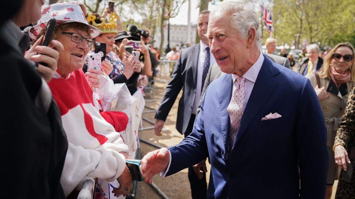 King Charles III on a walkabout outside Buckingham Palace, London, on Friday to meet wellwishers ahead of the coronation on Saturday.