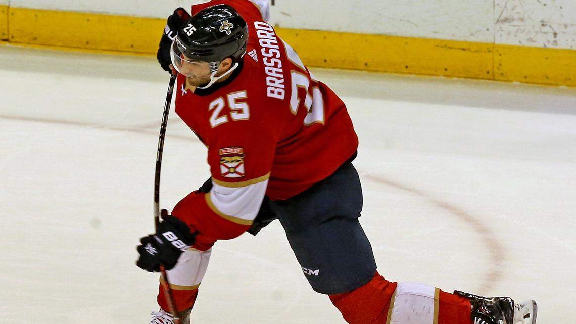 Derick Brassard takes a shot-on-goal in the first period during the Panthers home loss to Tampa Bay on Feb. 10.