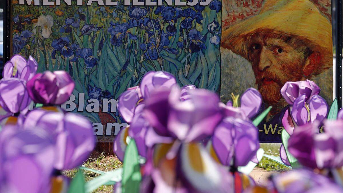 The National Alliance on Mental Illness (NAMI) in Wake County, North Carolina, in partnership with UNC REX Healthcare installed a landscape art display on the REX Hospital campus in 2018. The display, made up of hundreds of large artificial irises, represents Dutch Artist Vincent Van Gogh’s “Irises,” which the artist painted while hospitalized with a mental illness.
