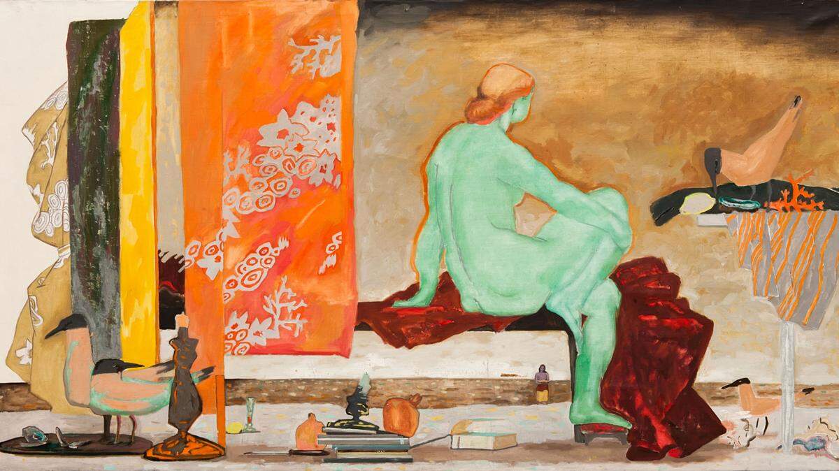 Yana Bystrova’s “The Deity of Chill” is on display at the Coral Gables Museum for an exhibition of Ukrainian art made just before and after the fall of the Soviet Union. Bystrova, who is originally from Kyiv and now lives in Paris, said she is happy that American audiences can experience Ukrainian contemporary art.