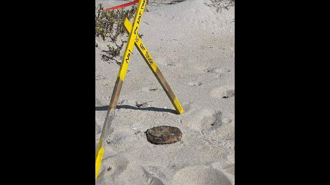This suspected landmine was found on a beach along Florida’s Treasure Coast on Wednesday, June. 22.