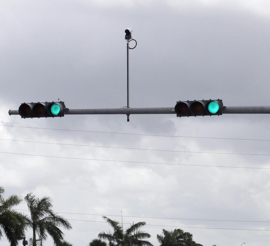A vehicle detection camera on the traffic light at the intersection of U.S. 1 and Southwest 72nd Court, next to the Dadeland South Metrorail station. This type of equipment would be added to intersections countywide once Miami-Dade commissioners approve a contract.