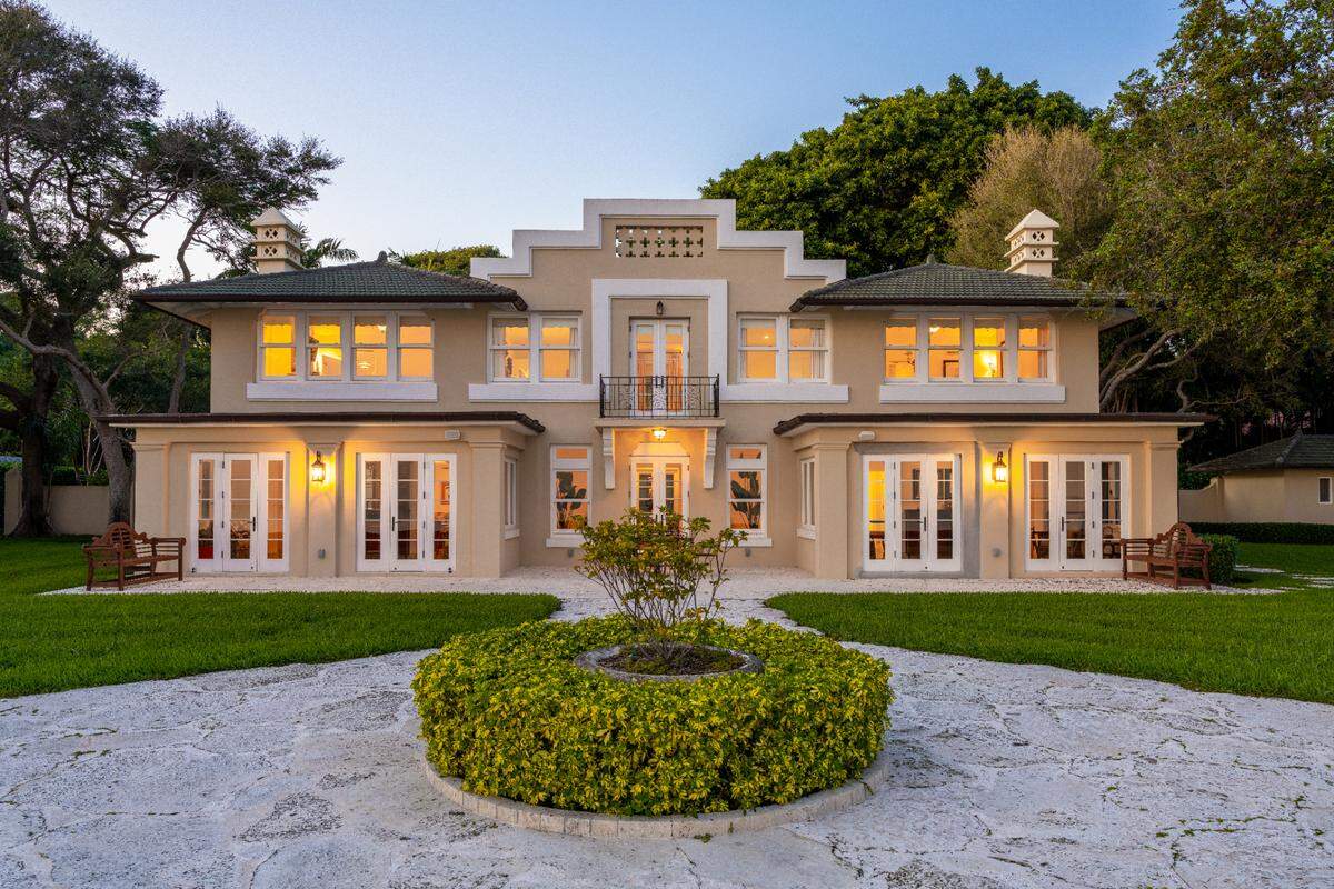 Arsht’s estate includes a separate 5,200-square-foot, three-bedroom historic residence, Villa Serena, pictured above.